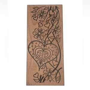 Outlines Rubber Stamp Company Wood Mounted Rubber Stamp Heart Vines Valentine’s